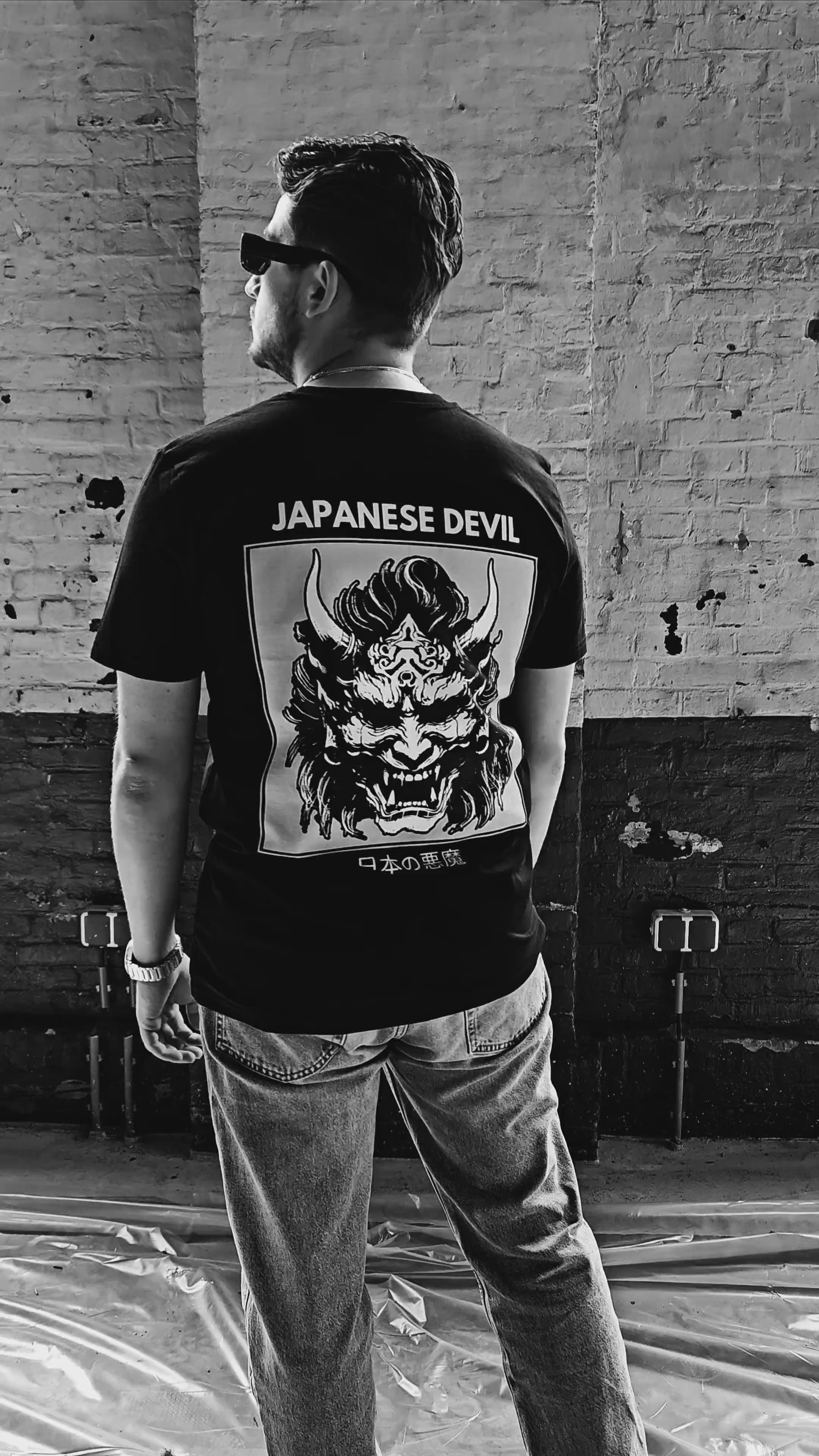 Japanese Devil T-Shirt Normal & Oversized Fit | Black and Sol