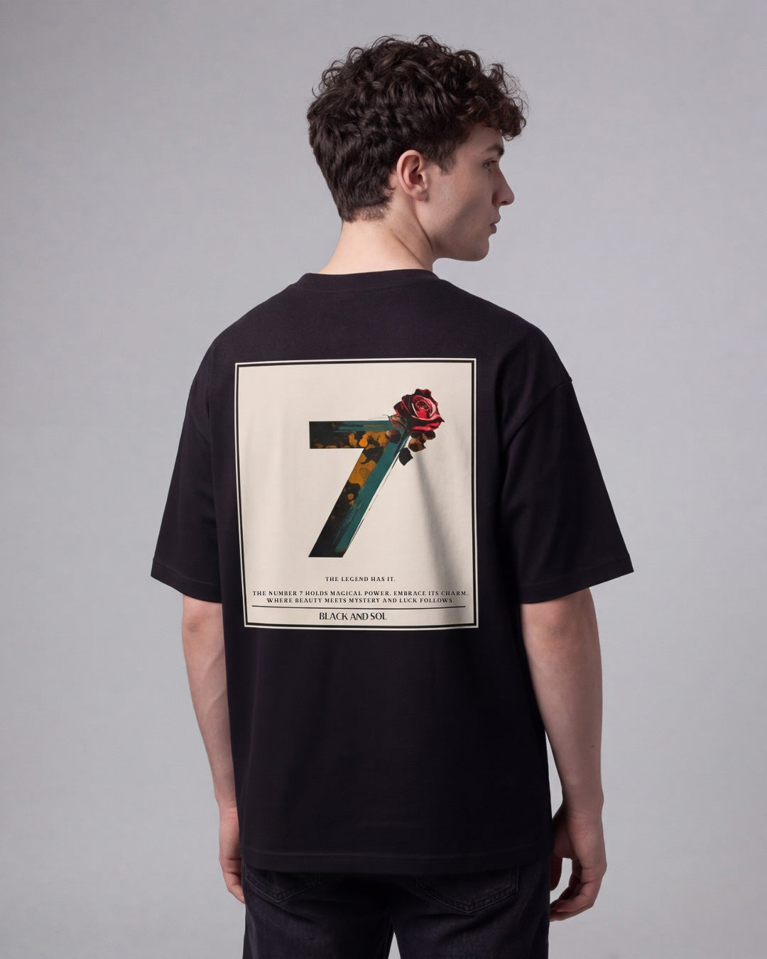 Lucky Number 7 T-Shirt Normal & Oversized Fit | Black and Sol
